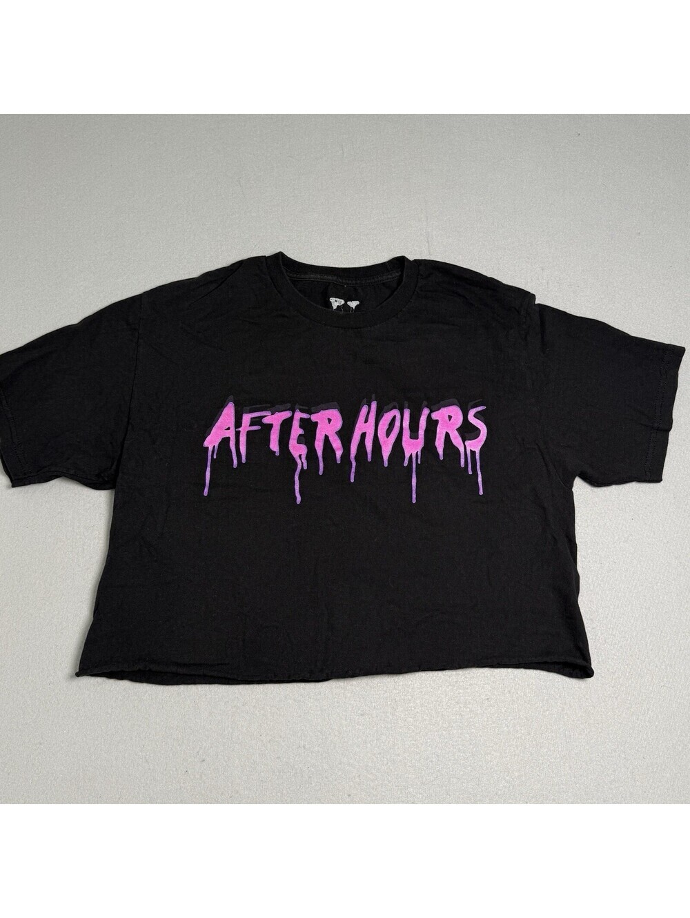 VLONE After Hours Graphic Black Crop Top Large Cotton Crew Neck Short Sleeve Tee